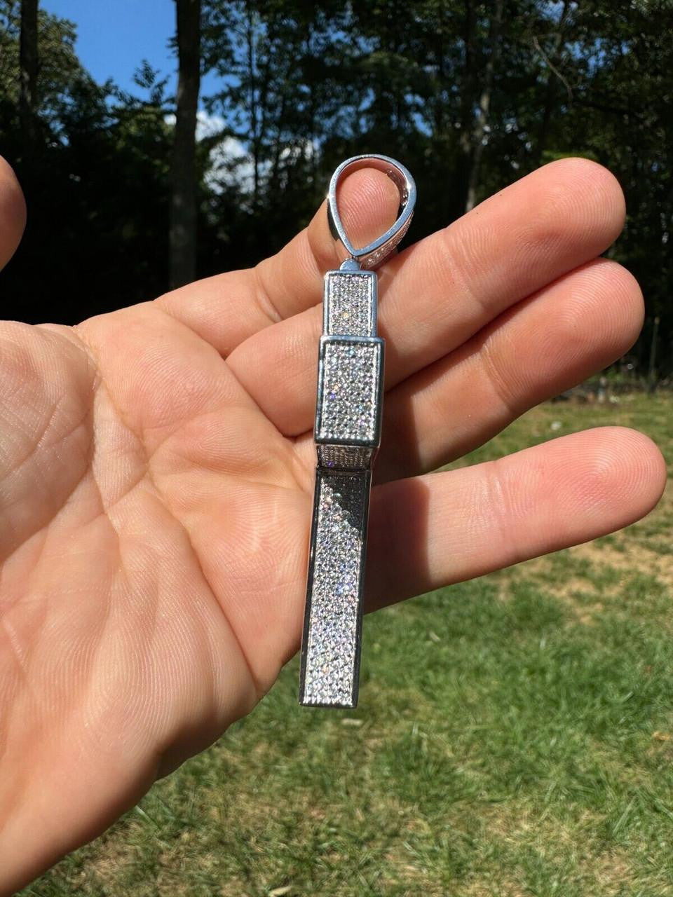 MOISSANITE Boss From All Sides 3D Iced Out Cross Pendant - 925 Silver - 3 Sizes 1.25"-3.5"