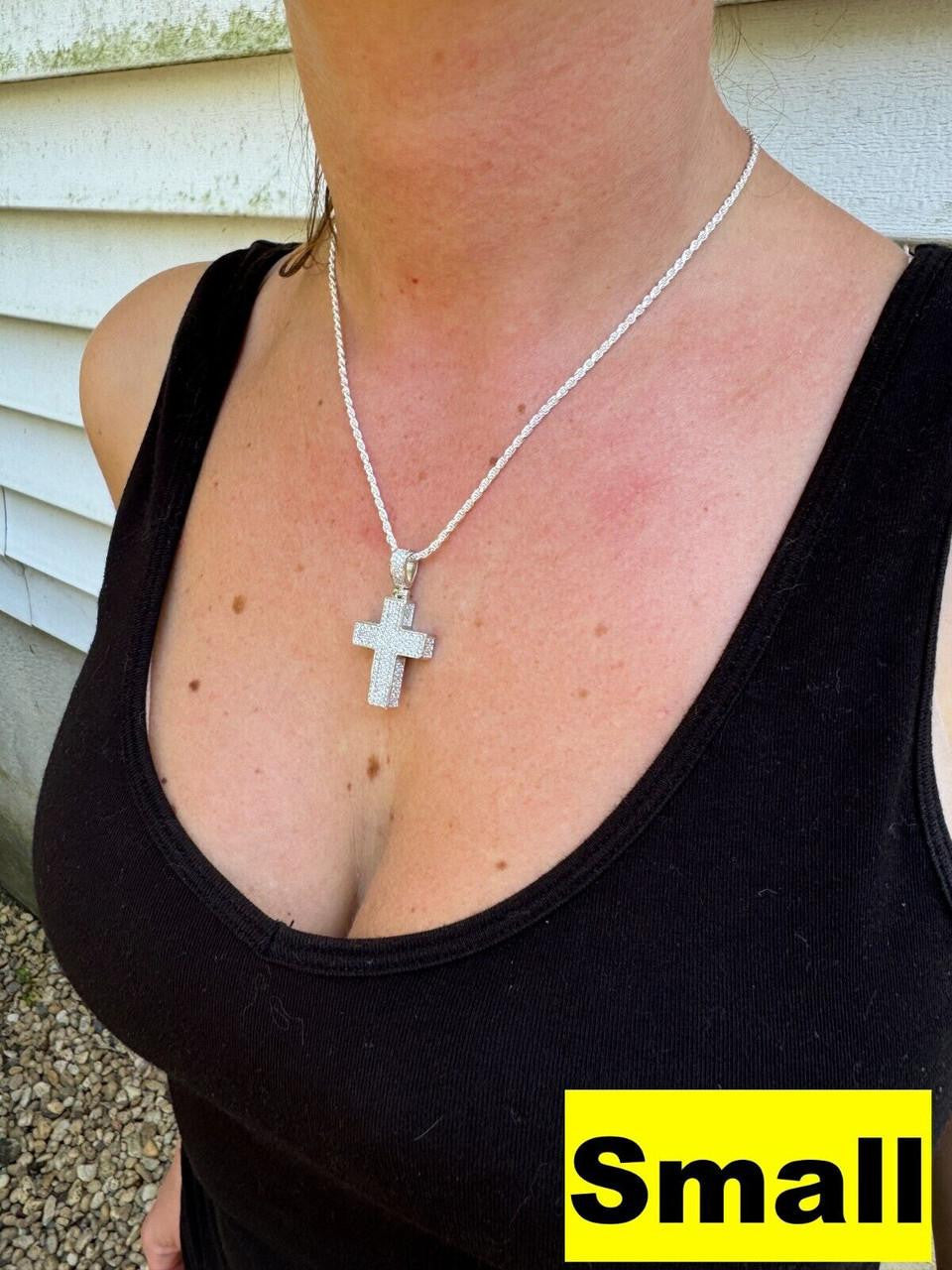 MOISSANITE Boss From All Sides 3D Iced Out Cross Pendant - 925 Silver - 3 Sizes 1.25"-3.5"
