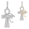 MOISSANITE Ankh Cross W. Eye Of Horus Pendant - 14k Gold Vermeil Or 925 Silver - Large 2.5"