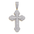 MOISSANITE Baguette Gothic Iced Out Cross Pendant - 14k Gold Vermeil 925 Silver - 3 Sizes 1.5"-3"
