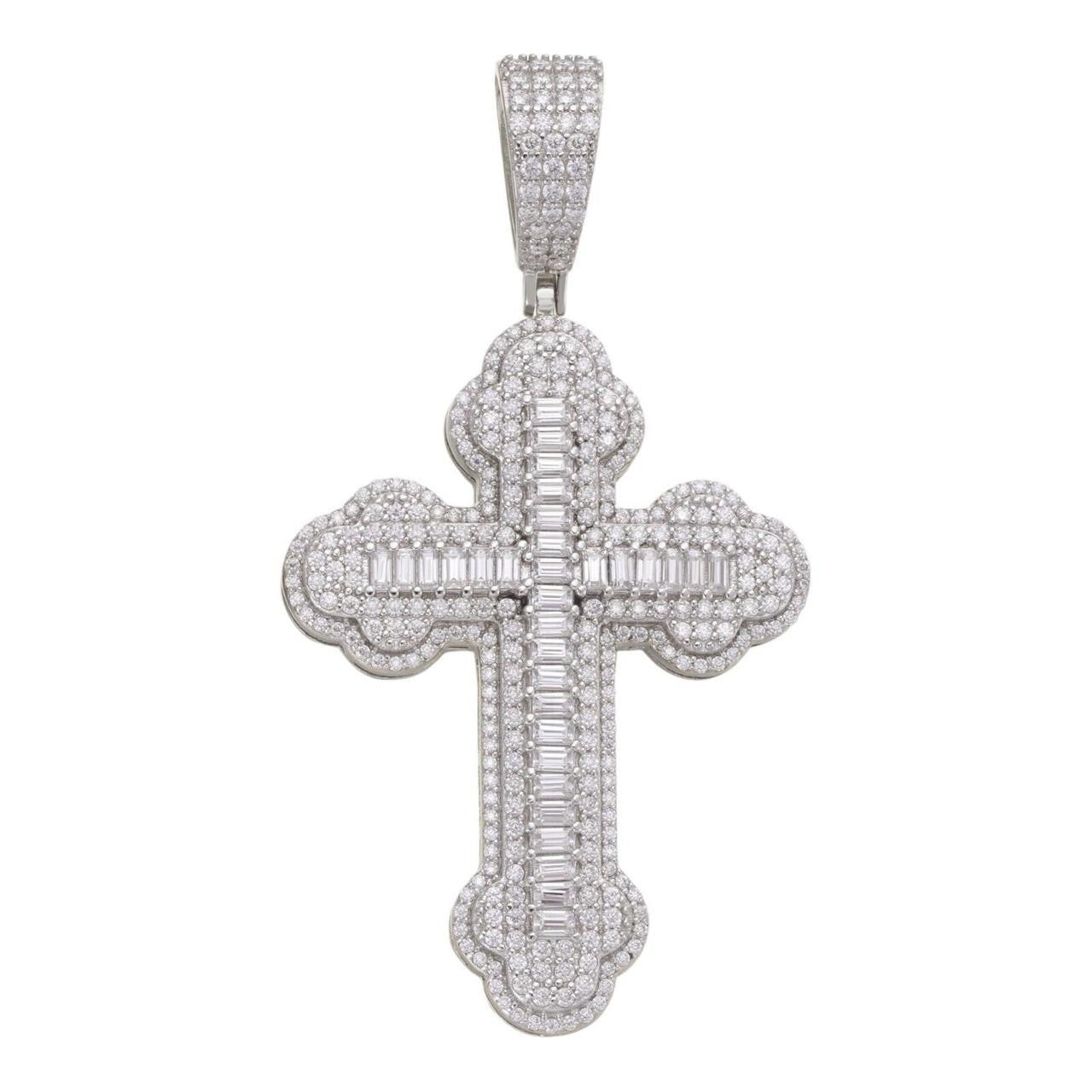 MOISSANITE Baguette Gothic Iced Out Cross Pendant - 925 Silver - 3 Sizes 1.5"-3"