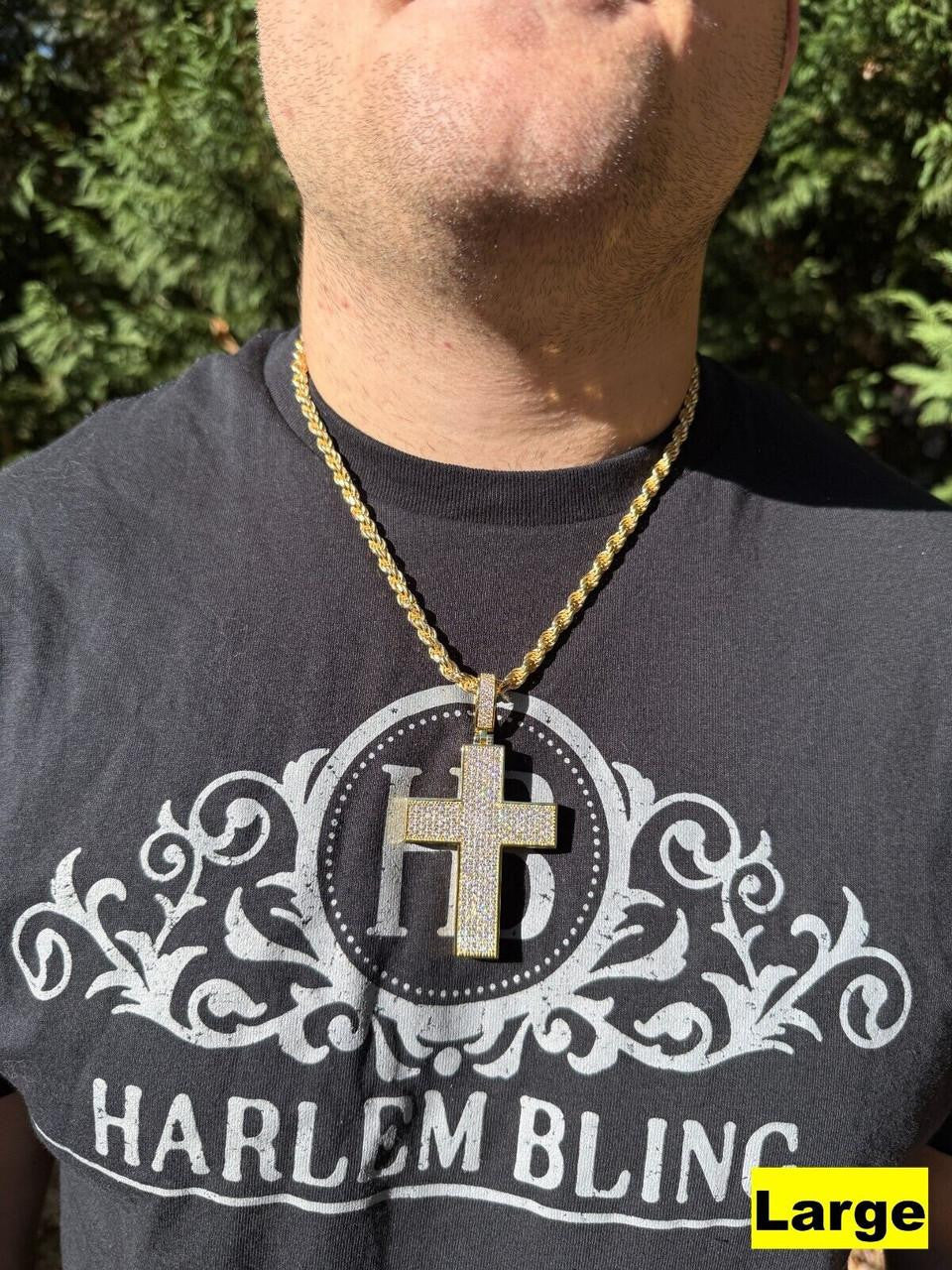 MOISSANITE Boss From All Sides 3D Iced Out Cross Pendant - 14k Gold Vermeil 925 Silver - 3 Sizes 1.25"-3.5"