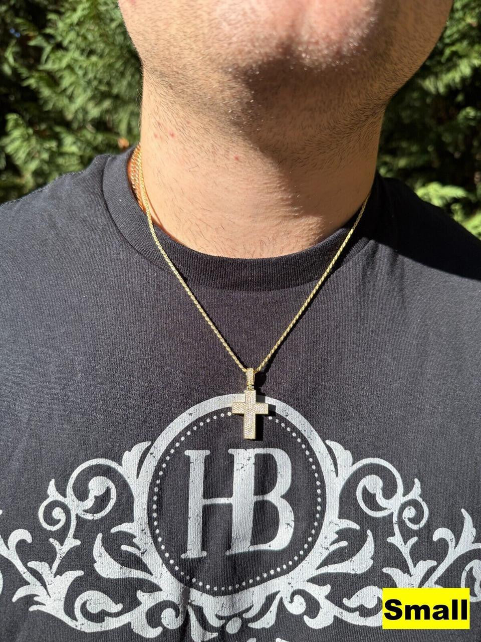 MOISSANITE Boss From All Sides 3D Iced Out Cross Pendant - 14k Gold Vermeil 925 Silver - 3 Sizes 1.25"-3.5"