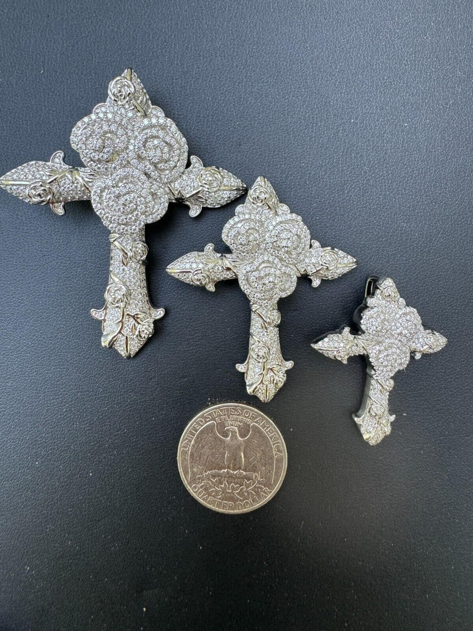 MOISSANITE Crown of Thorns Cross Pendant - 925 Silver  - 3 Sizes 1.5"-2.5"