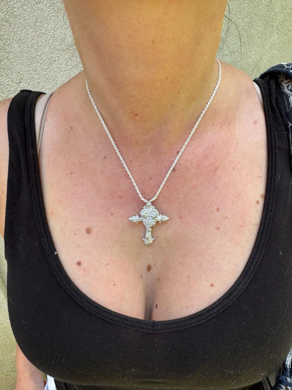 MOISSANITE Crown of Thorns Cross Pendant - 925 Silver  - 3 Sizes 1.5"-2.5"