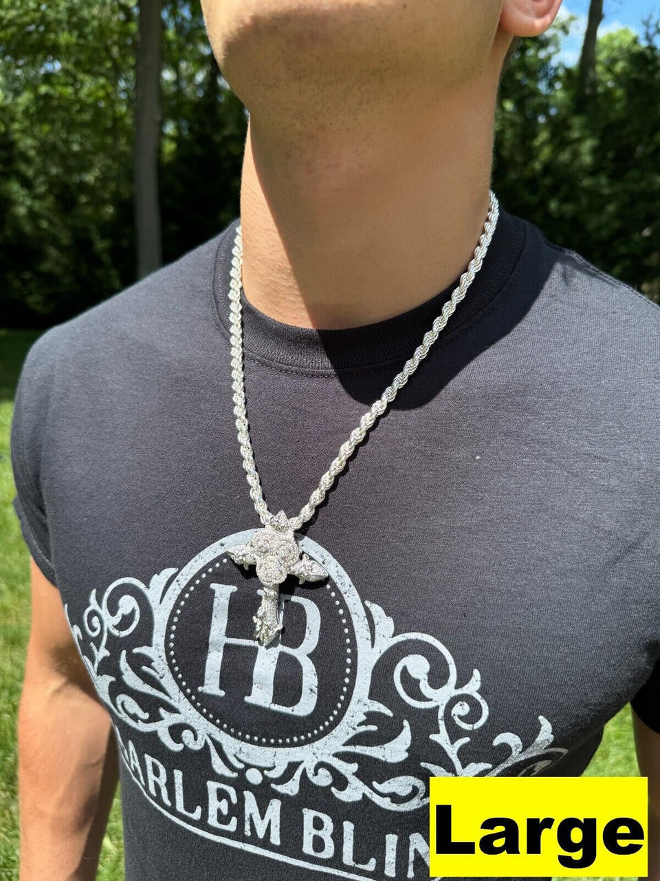 MOISSANITE Crown of Thorns Cross Pendant - 925 Silver  - 3 Sizes 1.5"-2.5"