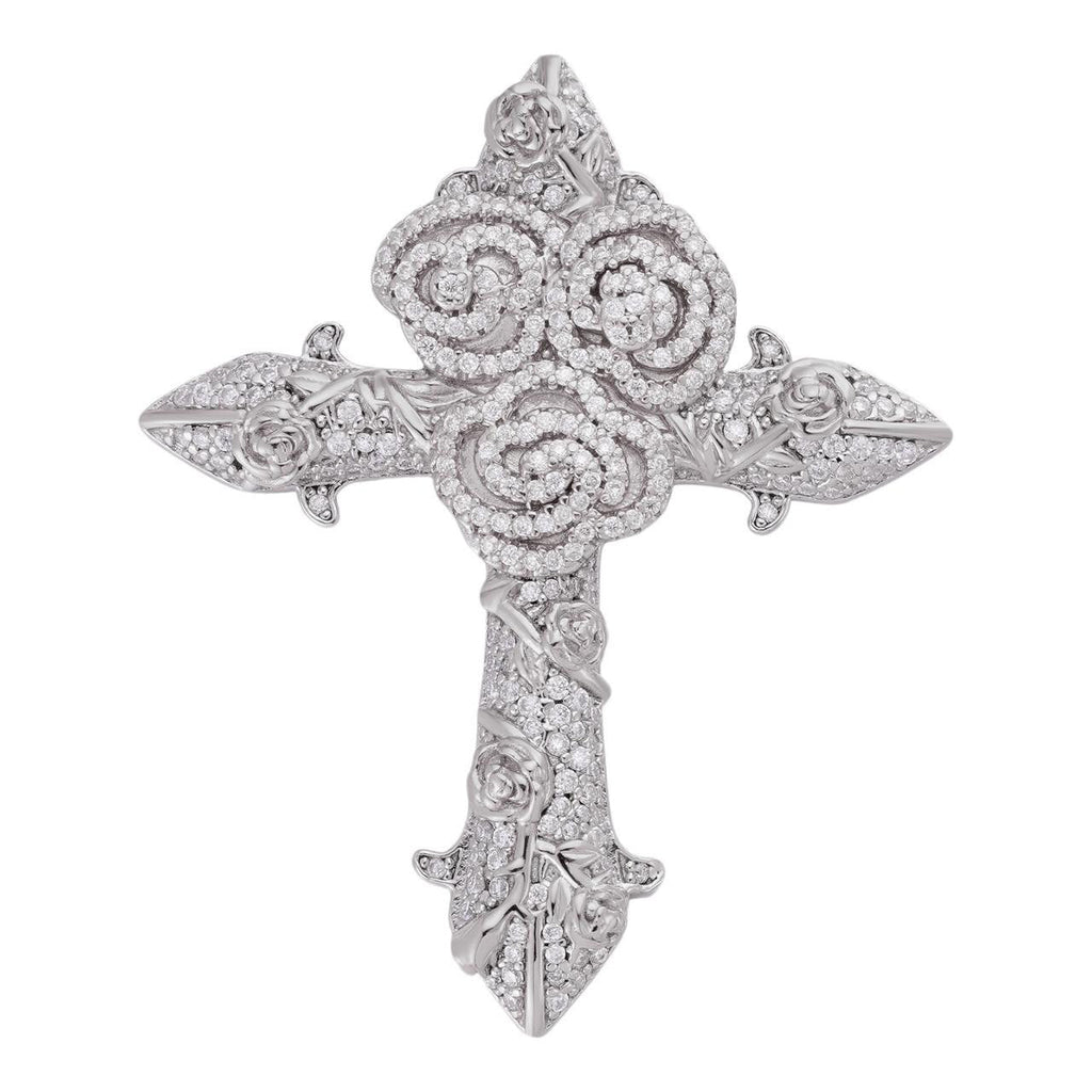 MOISSANITE Crown of Thorns Cross Pendant - 925 Silver  - 3 Sizes 1.5"-2.5"