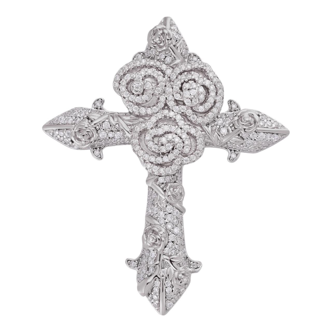 MOISSANITE Crown of Thorns Cross Pendant - 925 Silver  - 3 Sizes 1.5"-2.5"
