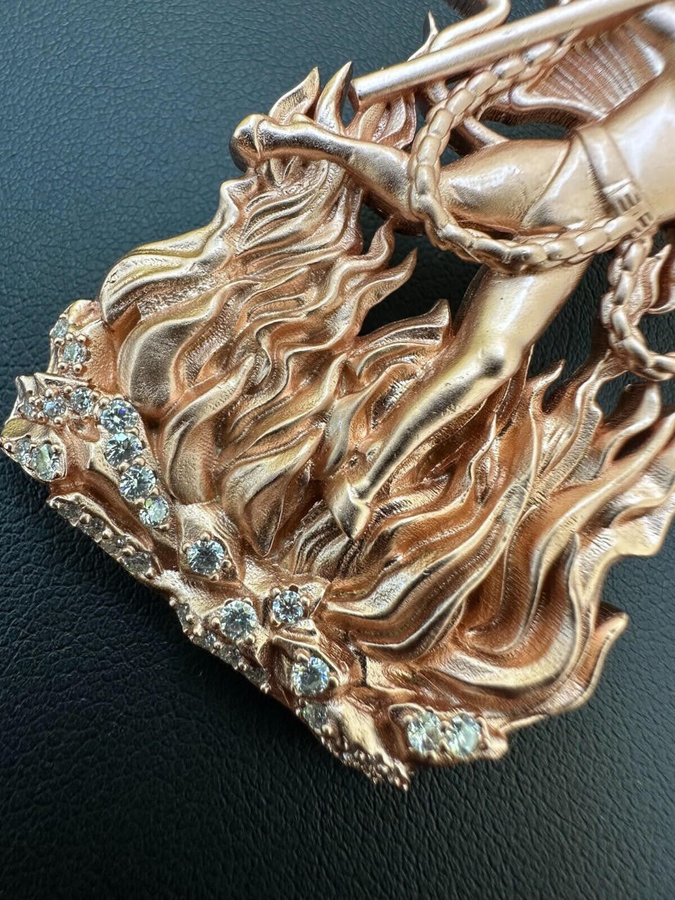 MOISSANITE Devil Satan Pendant - Iced Diablo Demon - 14k Yellow/Rose Gold Vermeil Or 925 Silver  - Large 2.5"