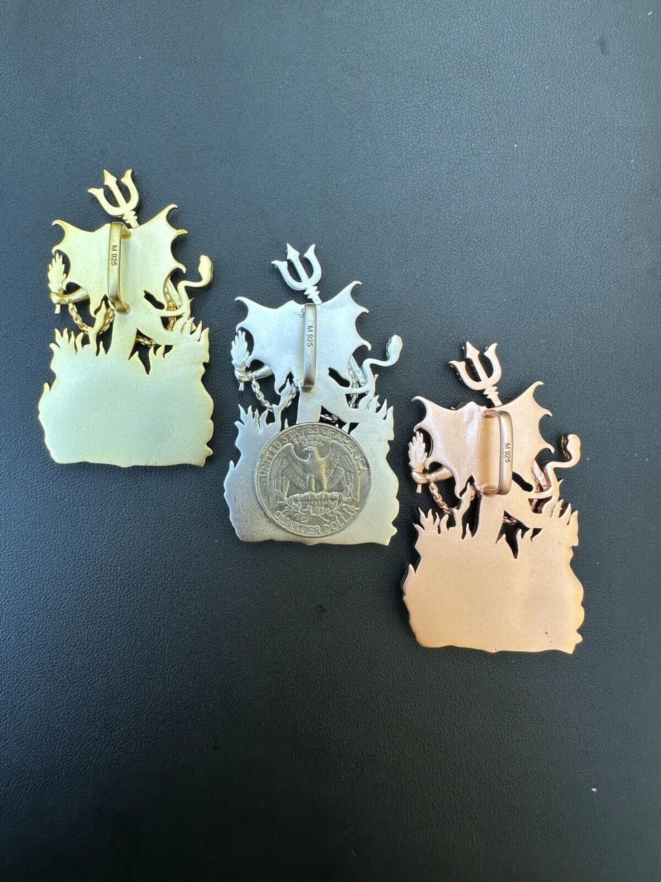 MOISSANITE Devil Satan Pendant - Iced Diablo Demon - 14k Yellow/Rose Gold Vermeil Or 925 Silver  - Large 2.5"