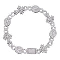 MOISSANITE Eternity Evil Eye Gothic Cross Link Bracelet Iced Out - 925 Silver - 14mm - 7.5"-8.5"