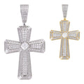 MOISSANITE Iced Out Spiritual Cross  Pendant - 14k Gold Vermeil or 925 Silver - Large 2.5"