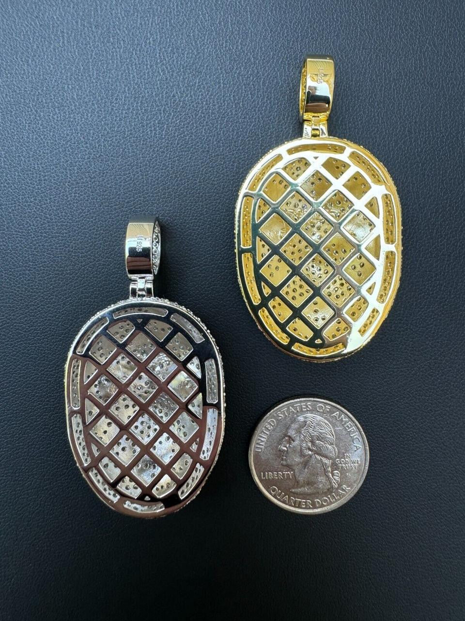 MOISSANITE Jason Mask Friday The 13th Pendant - 14k Yellow Gold Vermeil Or 925 Silver - Medium 2"