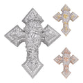 MOISSANITE Jesus Face Lil Uzi Cross Pendant - 14k Yellow/Rose Gold Vermeil Or 925 Silver - Large 2.25"