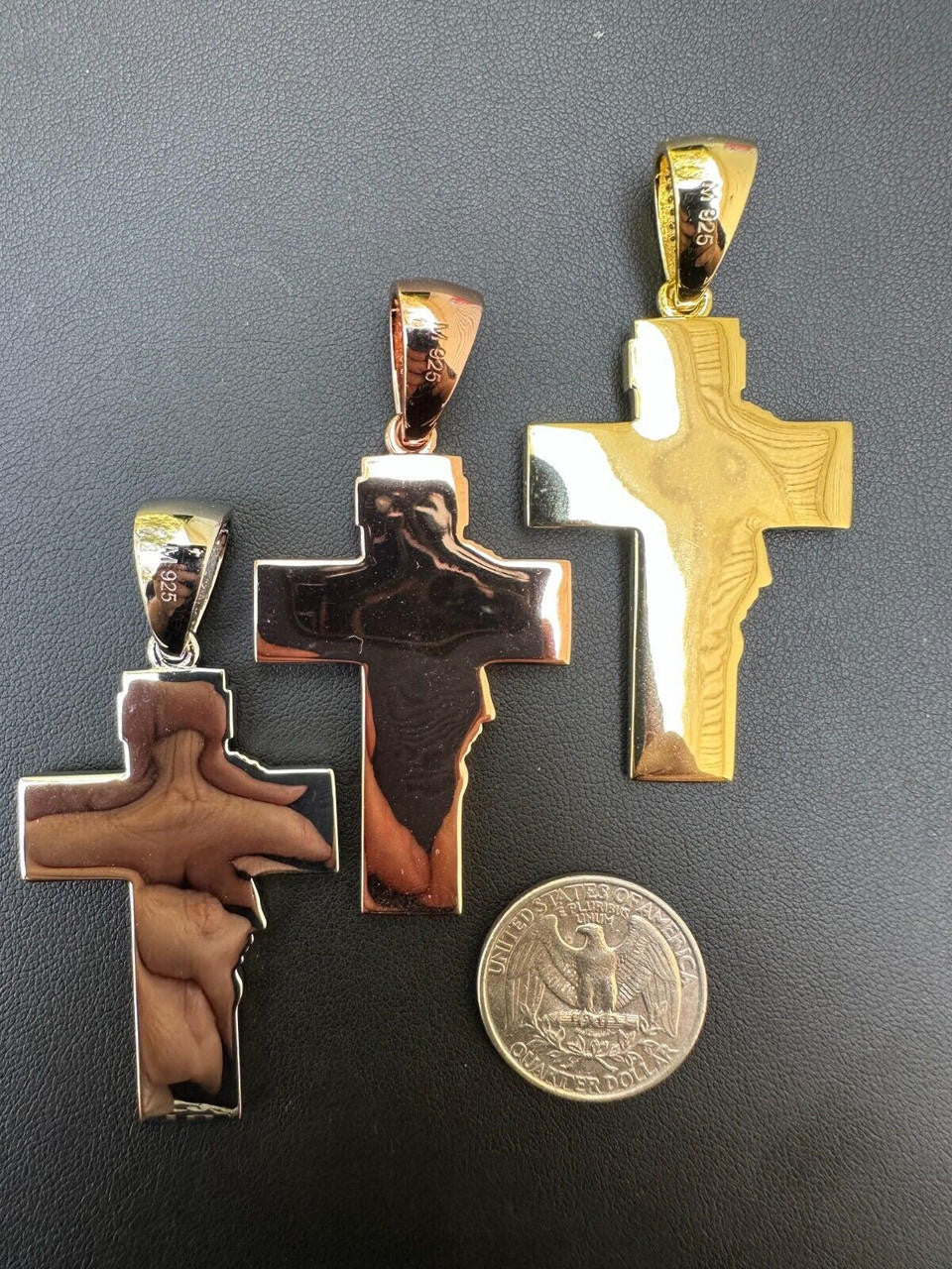 MOISSANITE Jesus Face On Cross Pendant - 14k Yellow/Rose Gold Vermeil Or 925 Silver - Large 2.5"