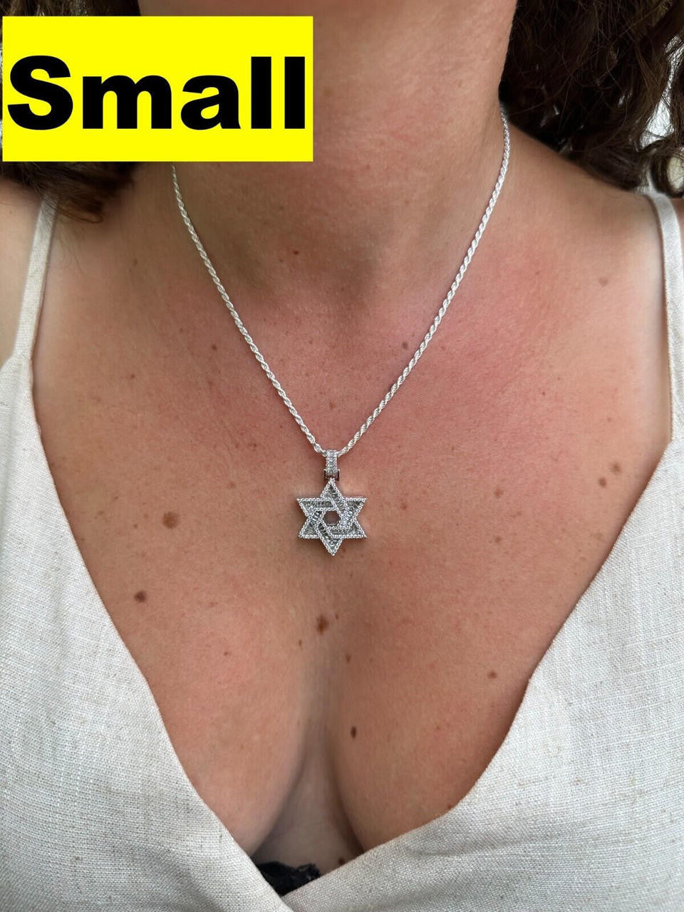 MOISSANITE Jewish Star Of David Pendant - 925 Silver - 2 Sizes 1.33"-2.5"