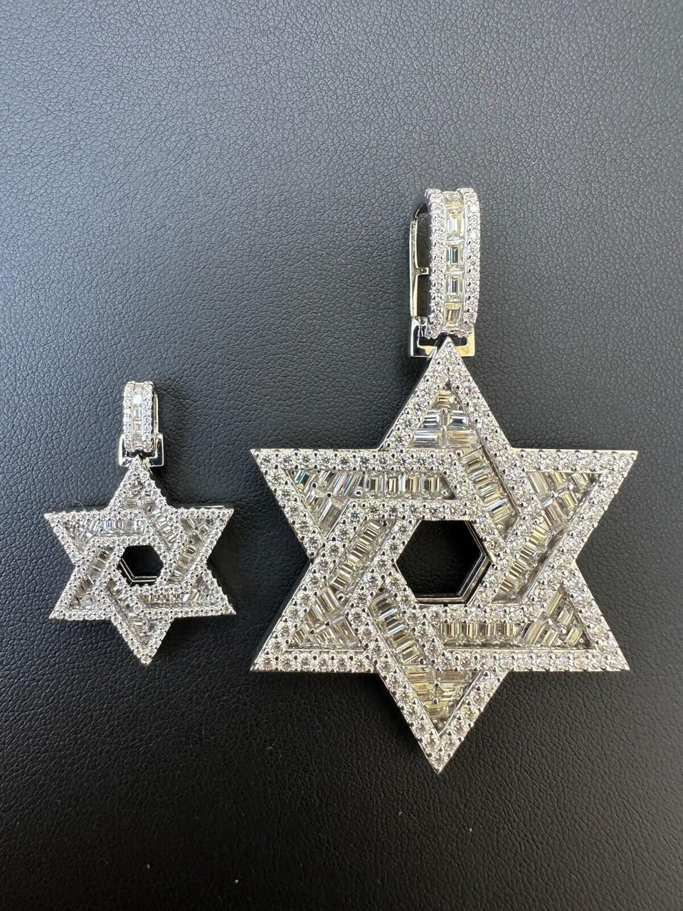 MOISSANITE Jewish Star Of David Pendant - 925 Silver - 2 Sizes 1.33"-2.5"