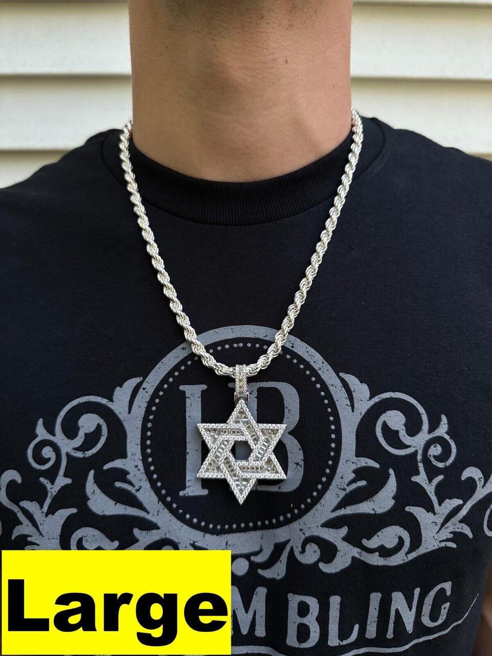 MOISSANITE Jewish Star Of David Pendant - 925 Silver - 2 Sizes 1.33"-2.5"
