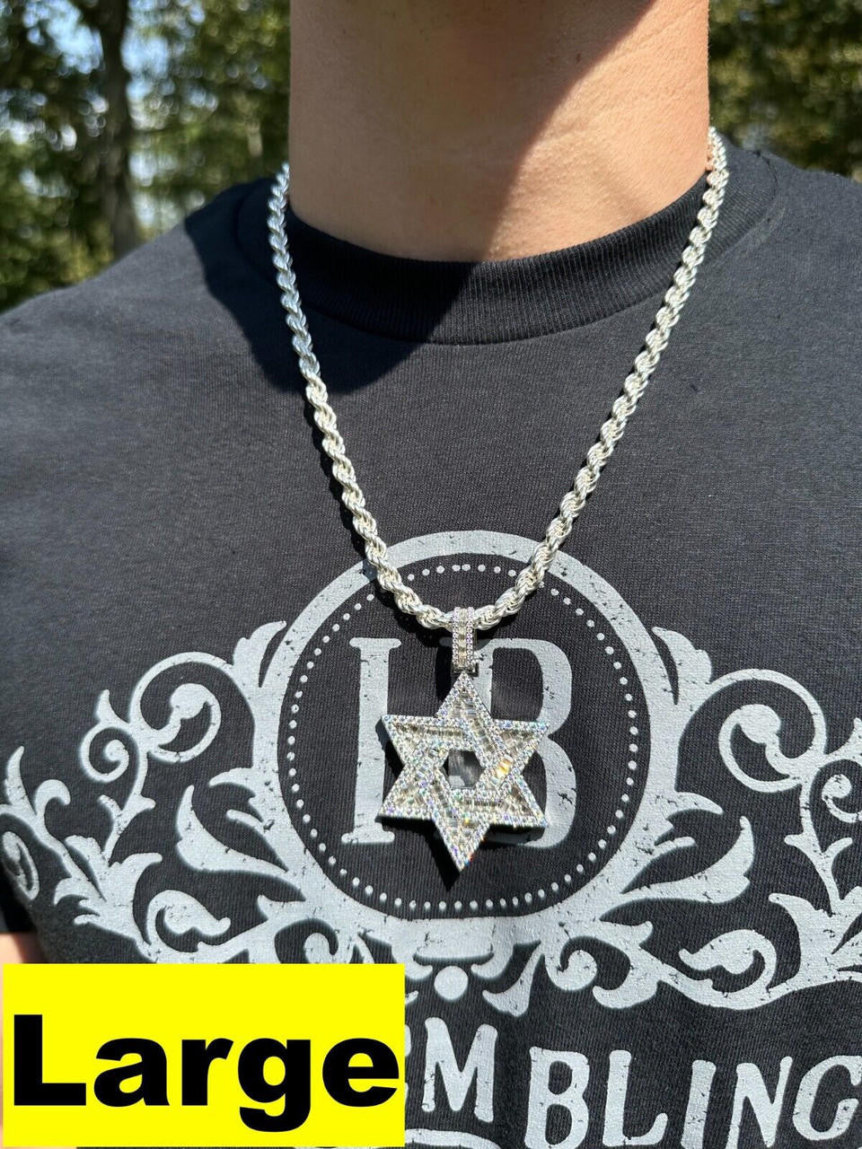 MOISSANITE Jewish Star Of David Pendant - 925 Silver - 2 Sizes 1.33"-2.5"