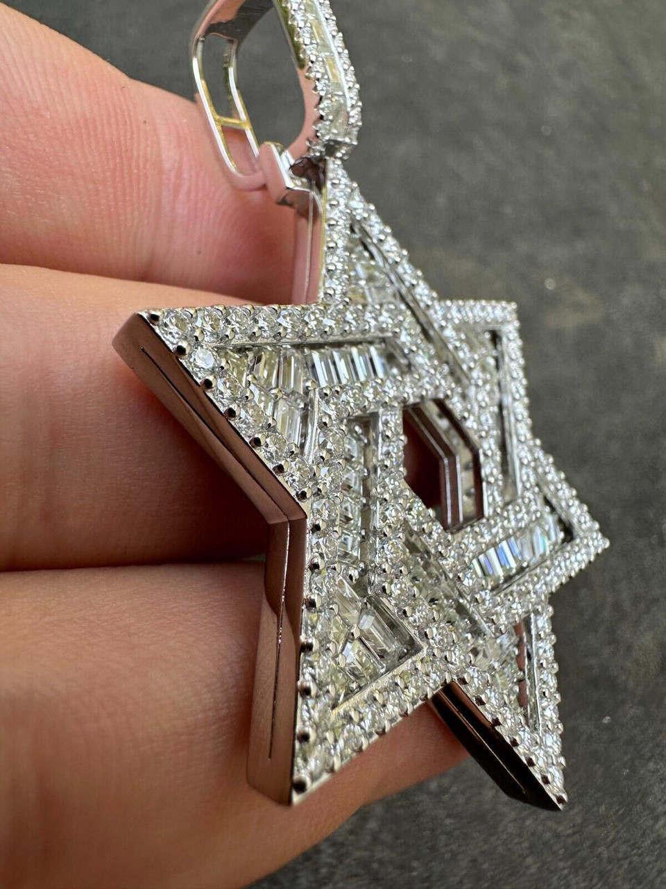 MOISSANITE Jewish Star Of David Pendant - 925 Silver - 2 Sizes 1.33"-2.5"