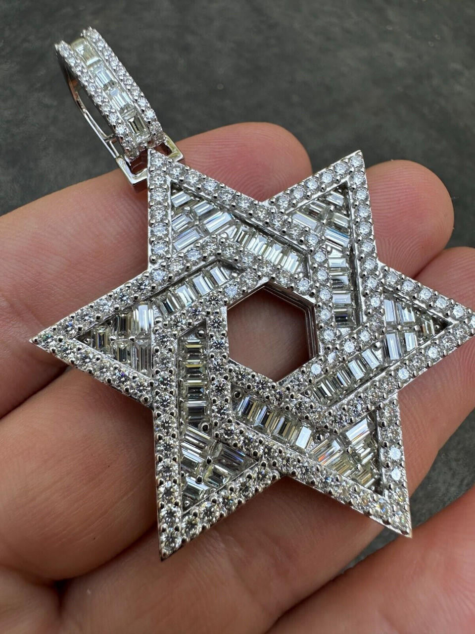 MOISSANITE Jewish Star Of David Pendant - 925 Silver - 2 Sizes 1.33"-2.5"