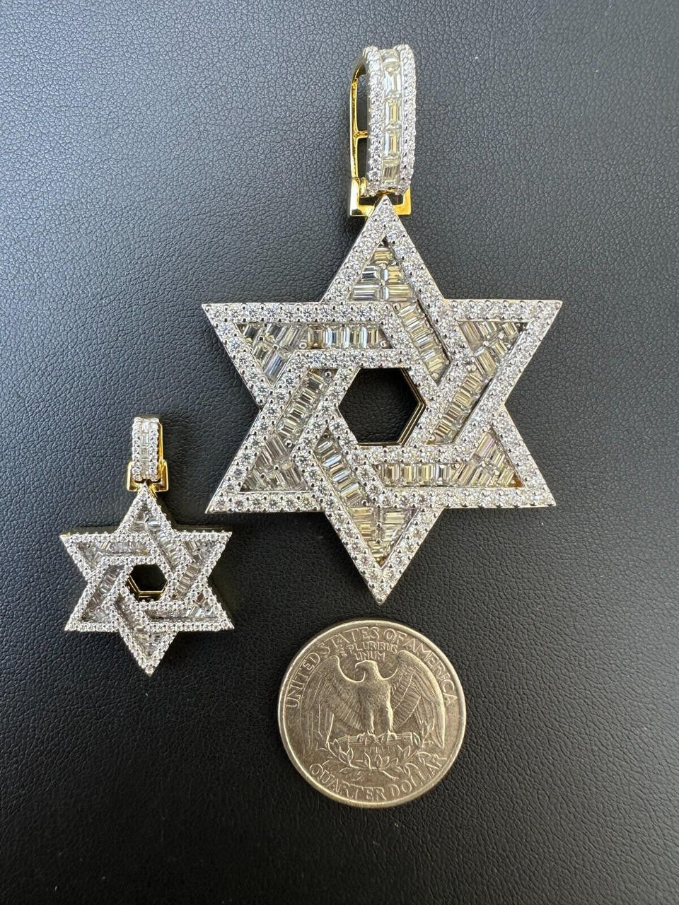 MOISSANITE Jewish Star Of David Pendant - 925 Silver - 2 Sizes 1.33"-2.5"