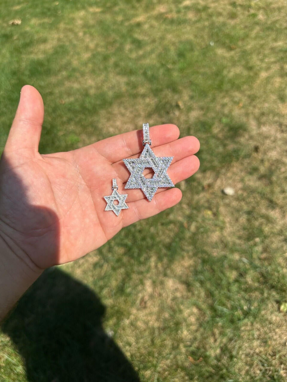MOISSANITE Jewish Star Of David Pendant - 925 Silver - 2 Sizes 1.33"-2.5"