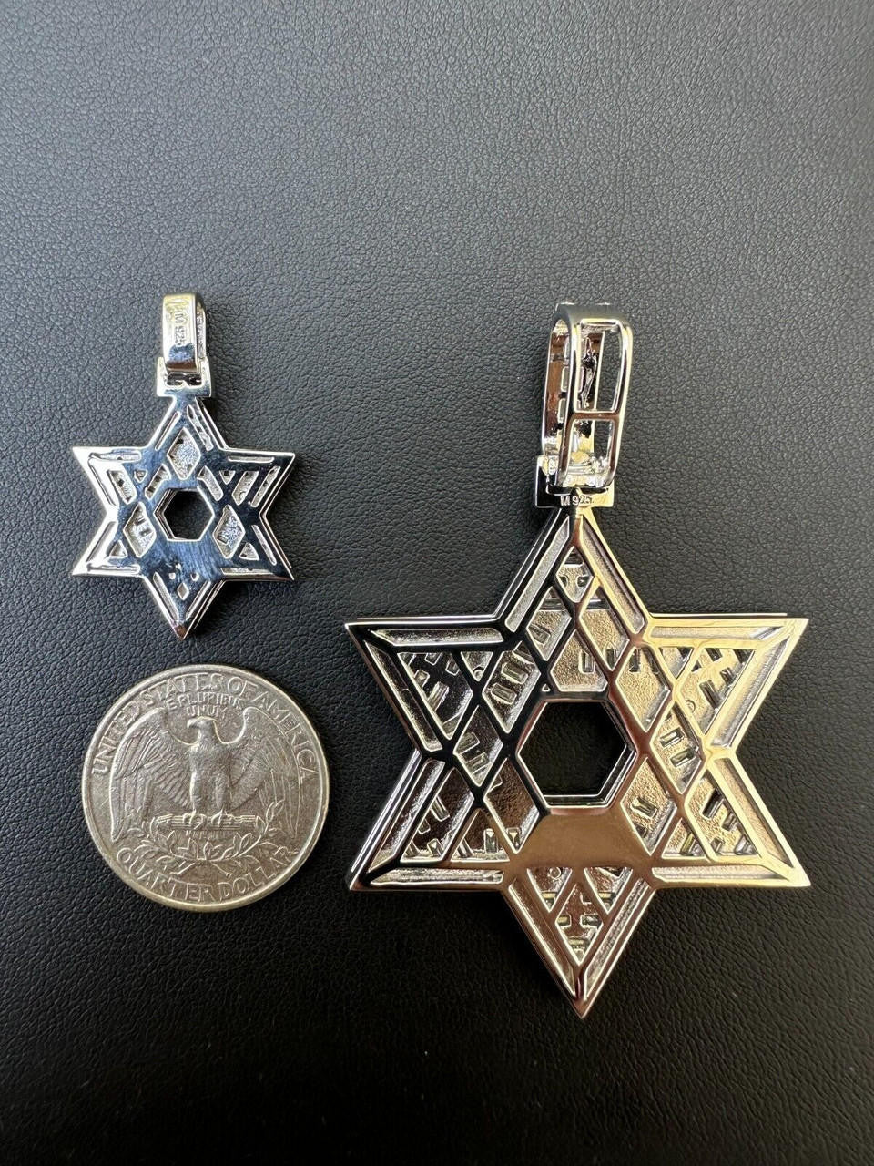 MOISSANITE Jewish Star Of David Pendant - 925 Silver - 2 Sizes 1.33"-2.5"