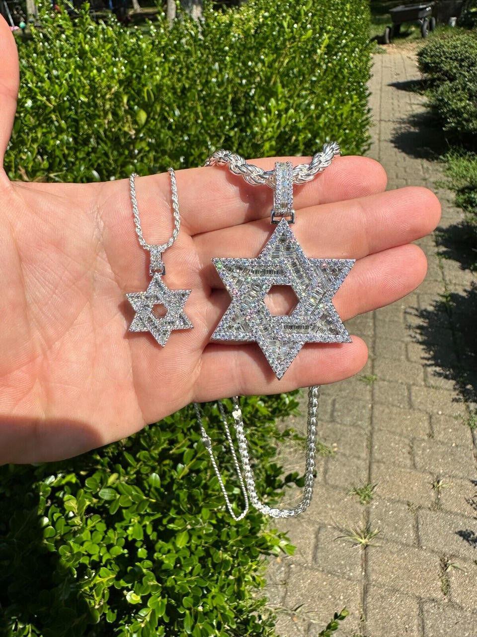 MOISSANITE Jewish Star Of David Pendant - 925 Silver - 2 Sizes 1.33"-2.5"