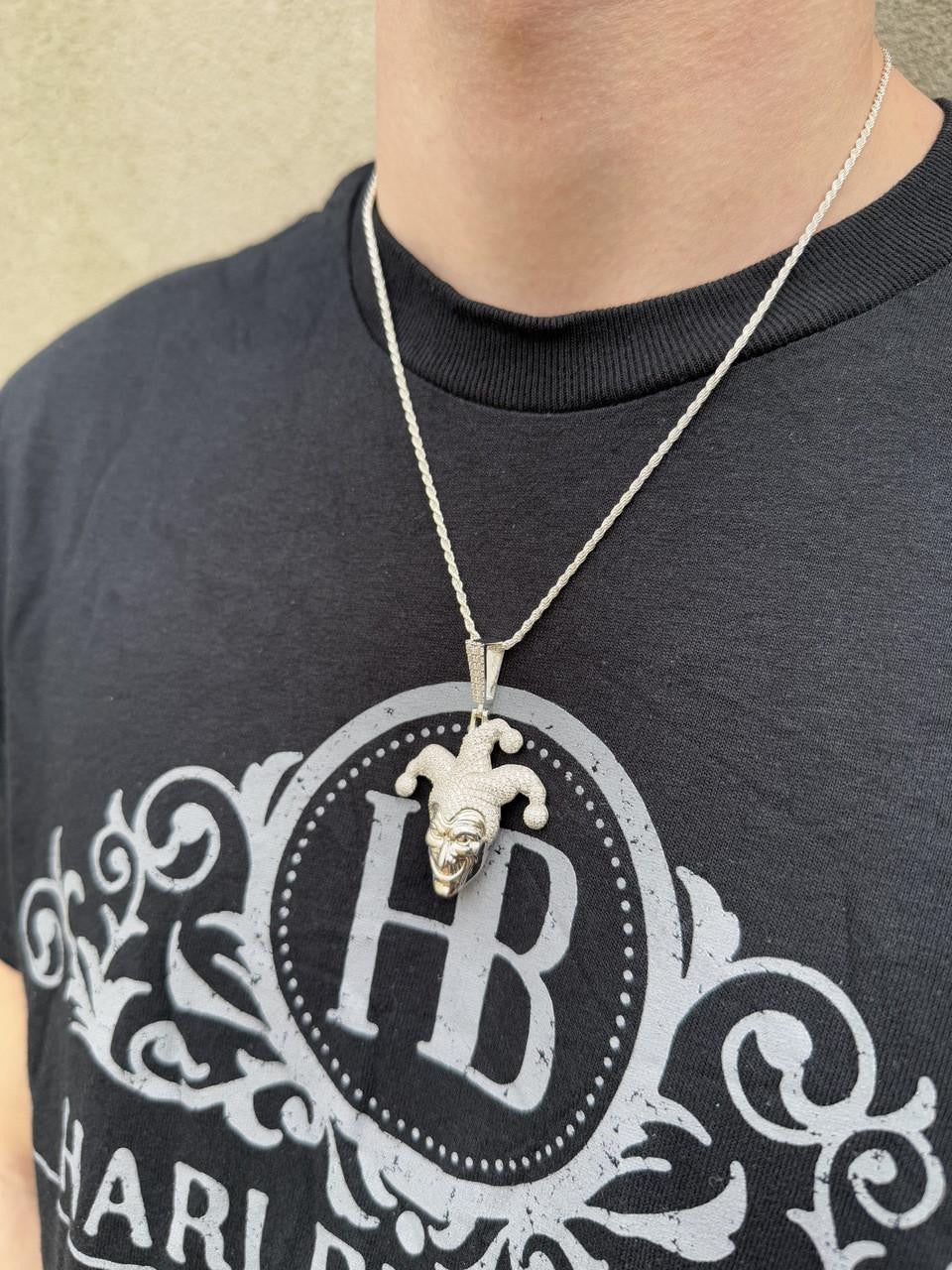 MOISSANITE Joker Jester Iced Out Pendant - 14k Yellow Gold Vermeil Or 925 Silver - Medium 2"