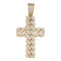 MOISSANITE Miami Cuban Prong Set Cross Pendant - 14k Gold Vermeil 925 Silver - 3 Sizes 1.25"-3.25"
