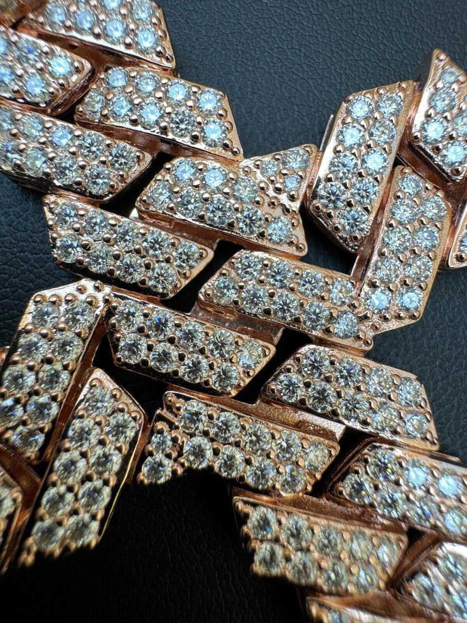 MOISSANITE Miami Cuban Prong Set Iced Out Cross Pendant - 14k Rose Gold Vermeil 925 Silver - 3 Sizes 1.25"-3.25"