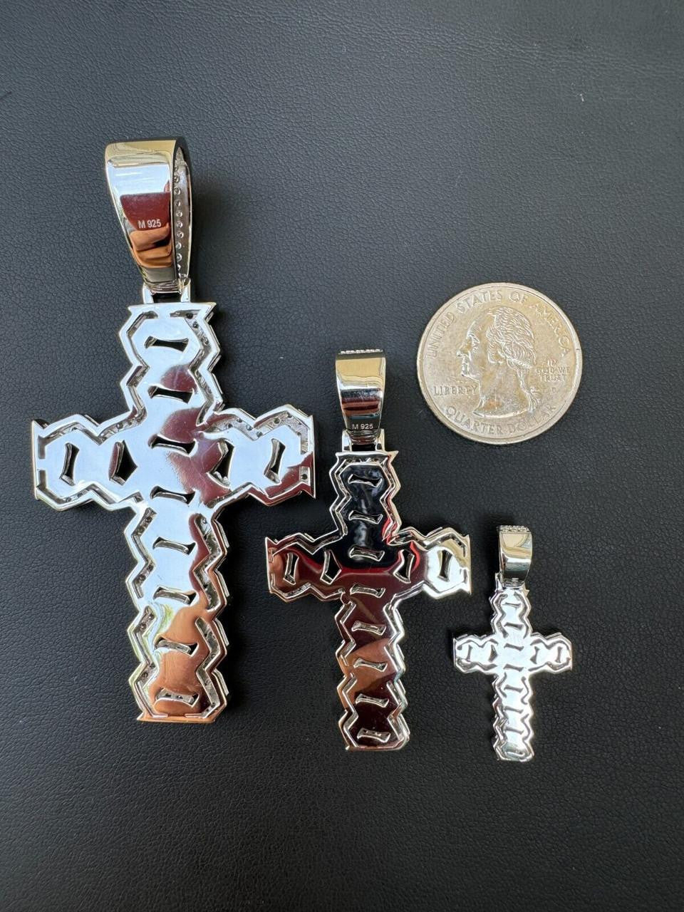 MOISSANITE Miami Cuban Prong Set Iced Out Cross Pendant - 925 Silver - 3 Sizes 1.25"-3.25"