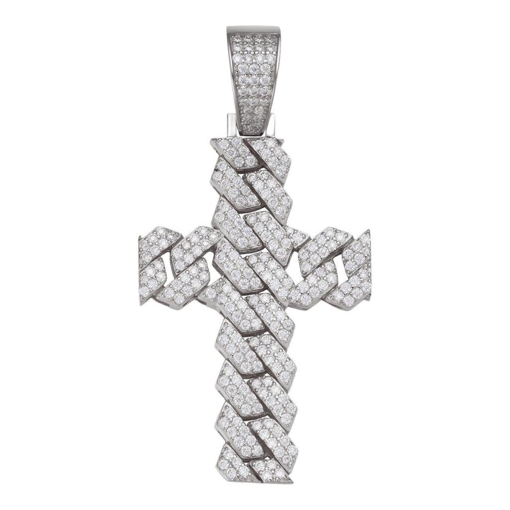 MOISSANITE Miami Cuban Prong Set Iced Out Cross Pendant - 925 Silver - 3 Sizes 1.25"-3.25"
