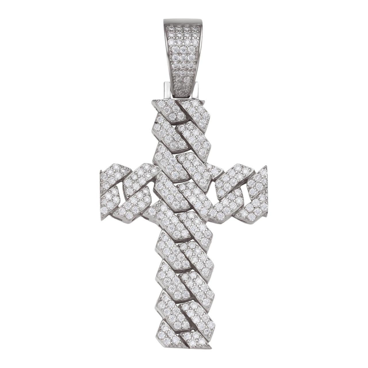 MOISSANITE Miami Cuban Prong Set Iced Out Cross Pendant - 925 Silver - 3 Sizes 1.25"-3.25"