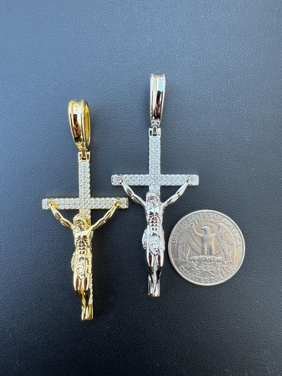 Moissanite Real Iced Jesus On Cross Pendant - Real 925 Silver 2" Mens Necklace