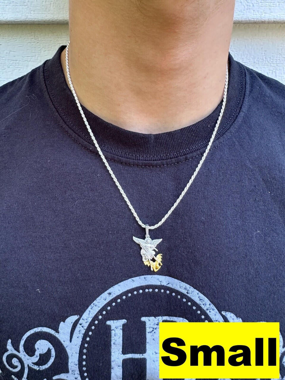 MOISSANITE Saint Michael Archangel Slaying Dragon Pendant - Sandblasted Matte Finish 925 Silver & 14k Gold Vermeil - 3 Sizes 1.25"-3"