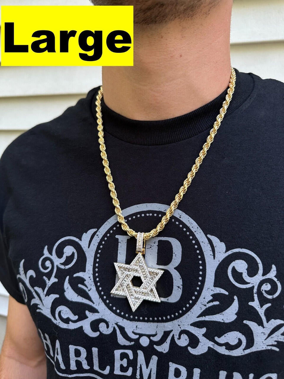 MOISSANITE Jewish Star Of David Pendant - 14k Gold Vermeil 925 Silver - 2 Sizes 1.33"-2.5"