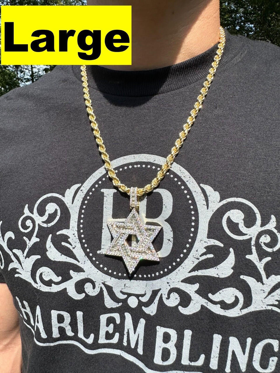 MOISSANITE Jewish Star Of David Pendant - 14k Gold Vermeil 925 Silver - 2 Sizes 1.33"-2.5"