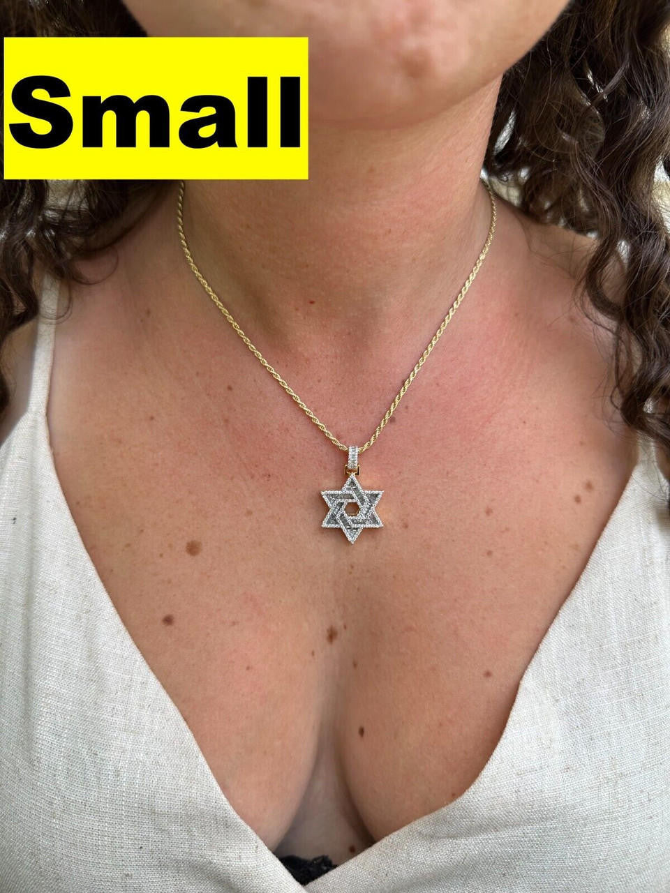 MOISSANITE Jewish Star Of David Pendant - 14k Gold Vermeil 925 Silver - 2 Sizes 1.33"-2.5"