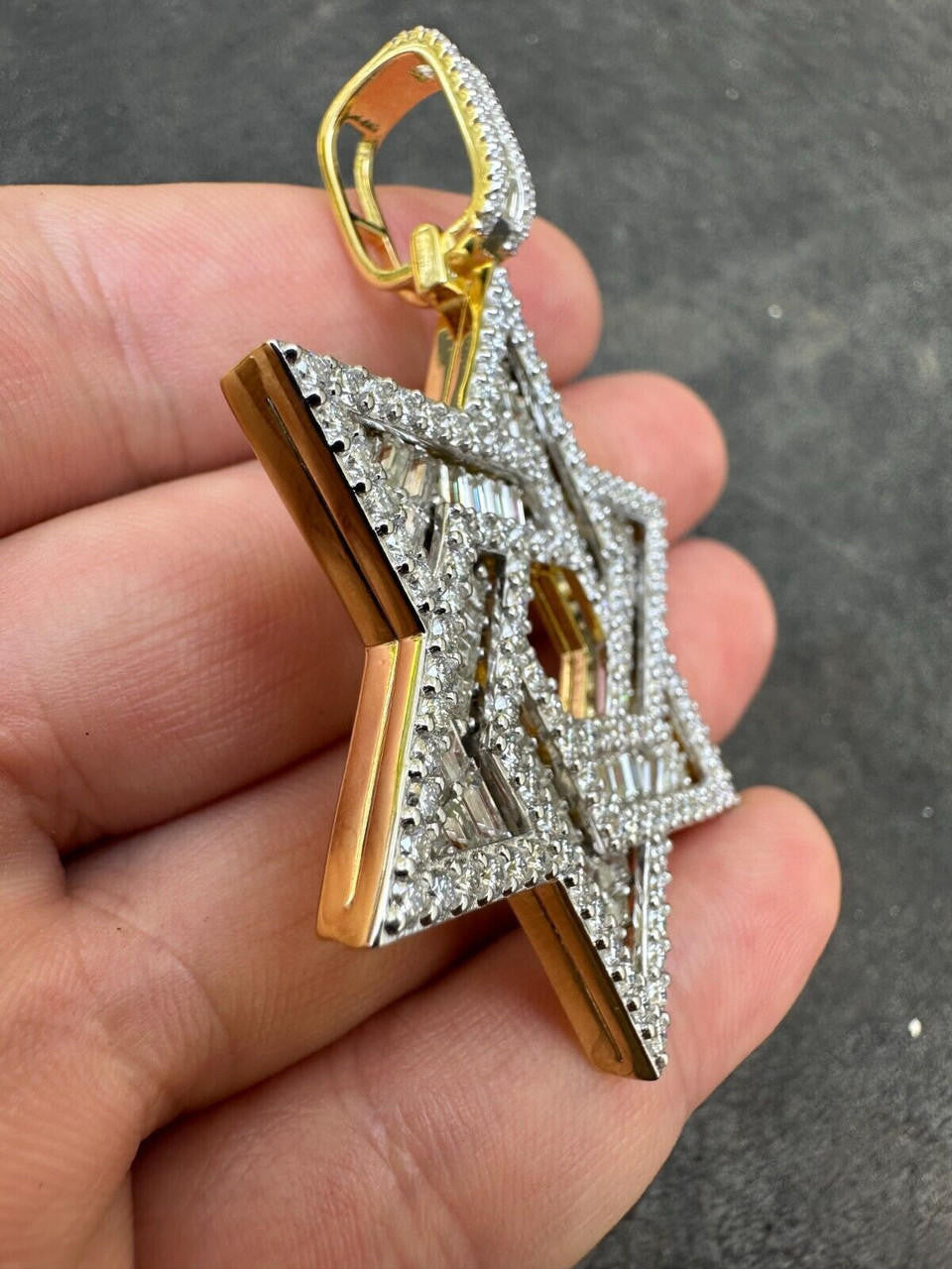MOISSANITE Jewish Star Of David Pendant - 14k Gold Vermeil 925 Silver - 2 Sizes 1.33"-2.5"