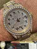 No Logo 16ct MOISSANITE Mens Gold Presidential Watch Honeycomb Iced Arabic Dial
