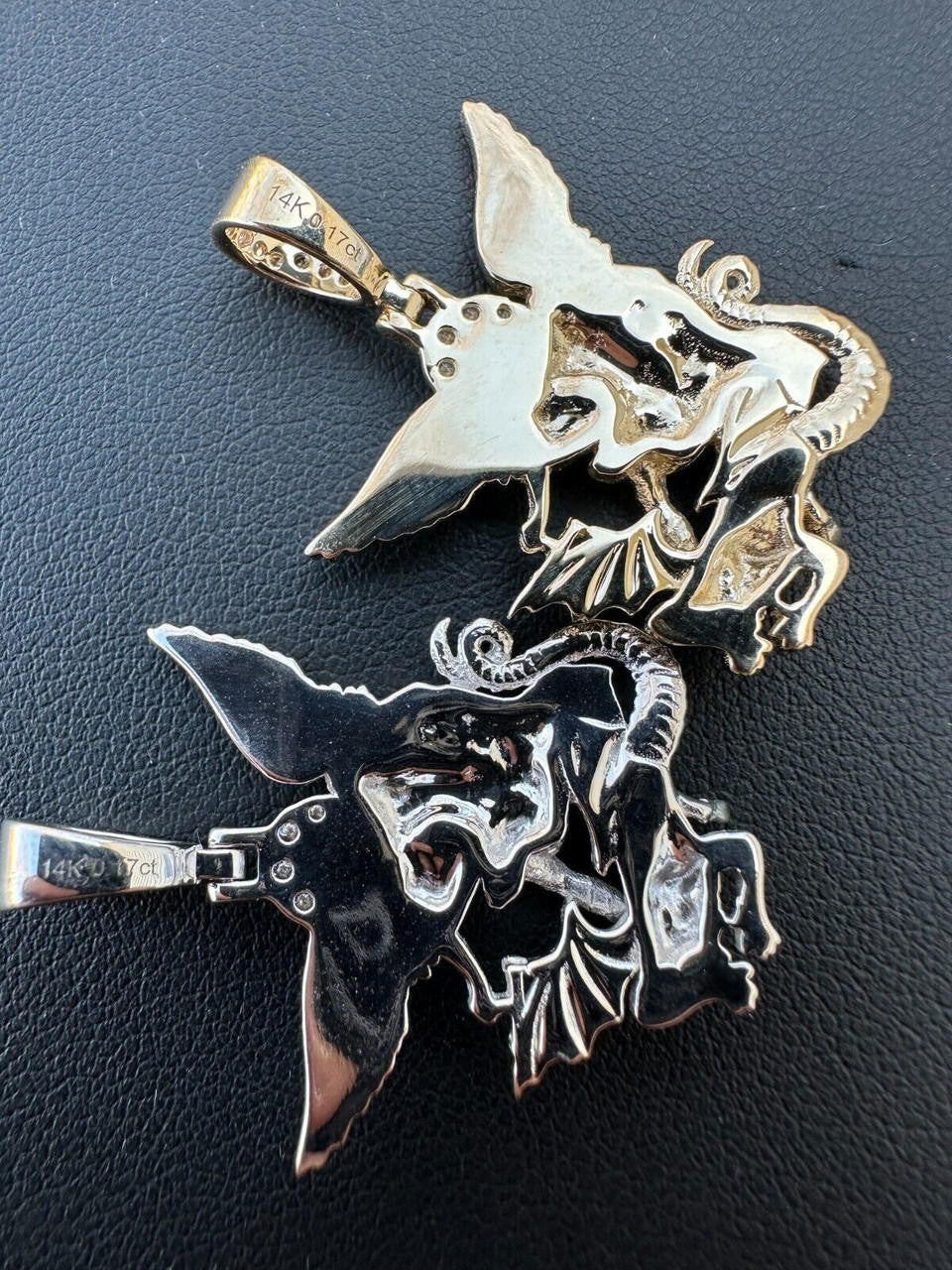 0.17ct Real DIAMOND Saint Michael Archangel Slaying Dragon Pendant - 14k Yellow Or White Gold - Small 1.33"