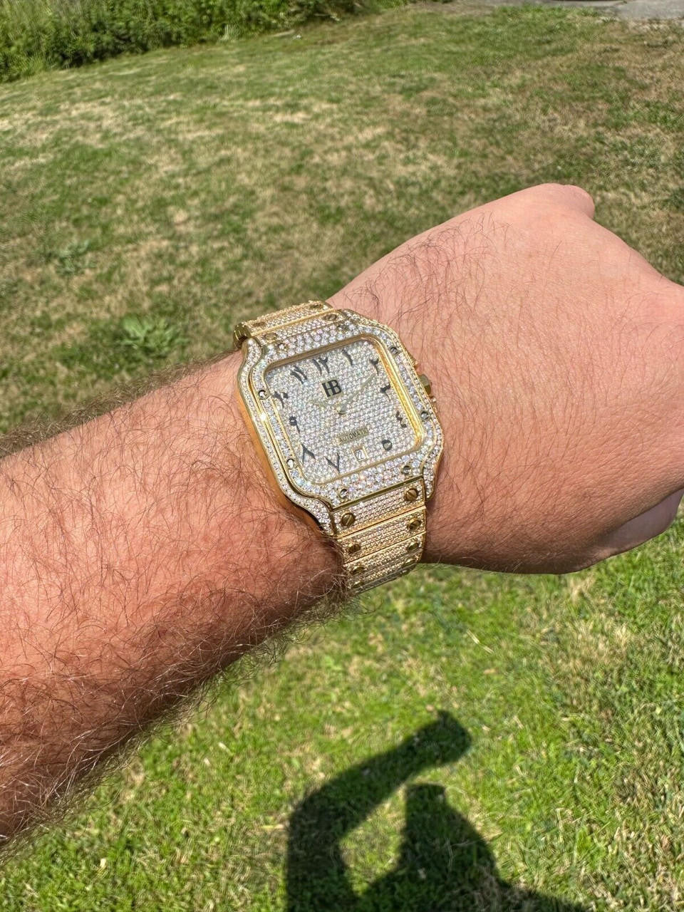 Real Hip Hop Watch Fully Iced Mens Automatic Movement Gold Stainless Arabic