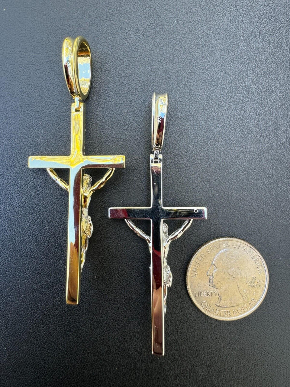 Crucifix Jesus Iced Out Hip Hop Cross Pendant - 14k Yellow Gold Vermeil Or 925 Silver - CZ Stones - Large 2.5"