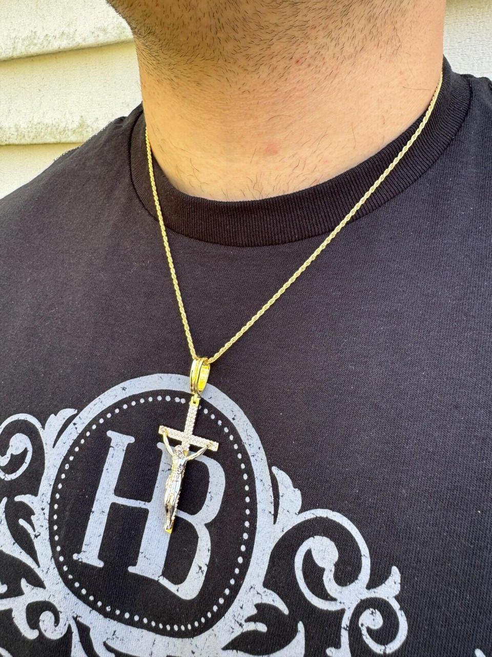 Crucifix Jesus Iced Out Hip Hop Cross Pendant - 14k Yellow Gold Vermeil Or 925 Silver - CZ Stones - Large 2.5"