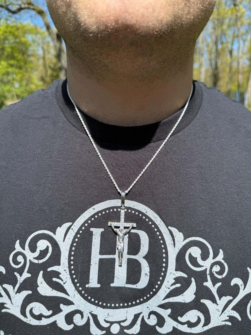Crucifix Jesus Iced Out Hip Hop Cross Pendant - 14k Yellow Gold Vermeil Or 925 Silver - CZ Stones - Large 2.5"