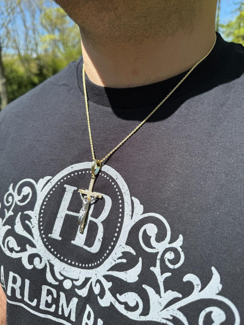 Crucifix Jesus Iced Out Hip Hop Cross Pendant - 14k Yellow Gold Vermeil Or 925 Silver - CZ Stones - Large 2.5"