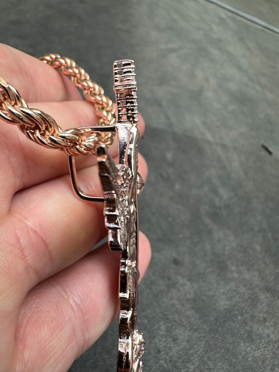 MOISSANITE Saint St Michael Slaying Dragon Archangel Pendant - 14k Rose Vermeil 925 Silver  - 3 Sizes 1"-3"