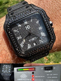 Real Mens 16ct Black MOISSANITE Watch Iced Automatic Movement Hip Hop Bust Down